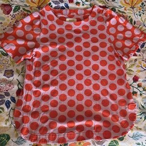 Maeve Red Orange And Pink Polka Dot Top